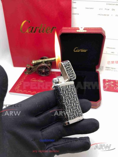 ARW 1:1 Replica Cartier Limited Editions Silver Logo Jet lighter Black&Silver